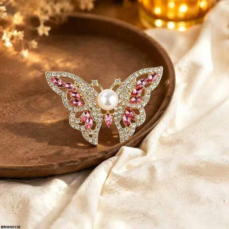 Pearl Butterfly Zircon Broach