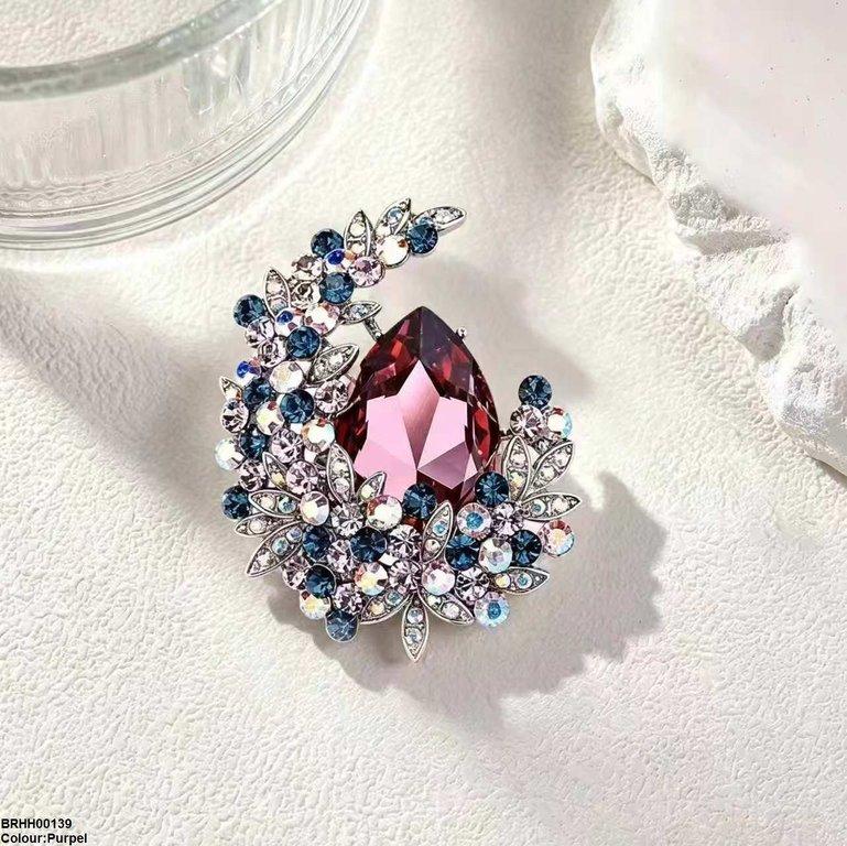 Tear Flower Zircon Broach