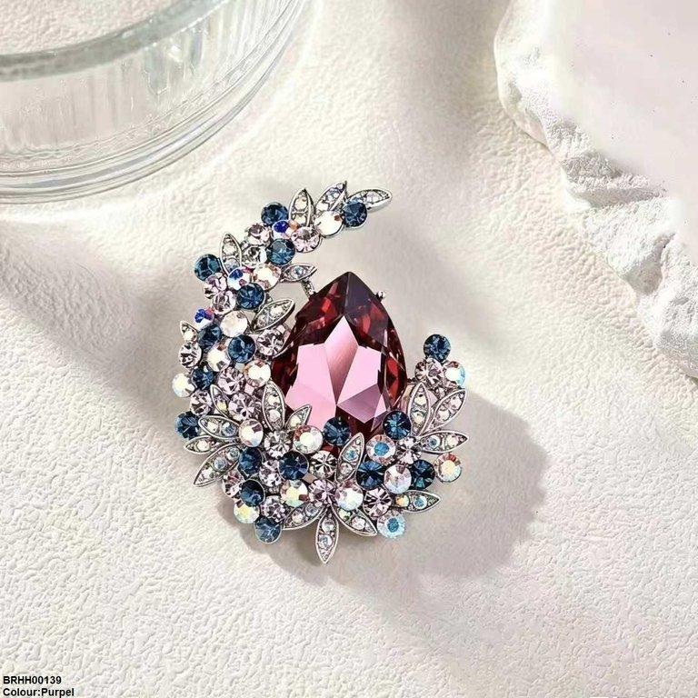 Tear Flower Zircon Broach