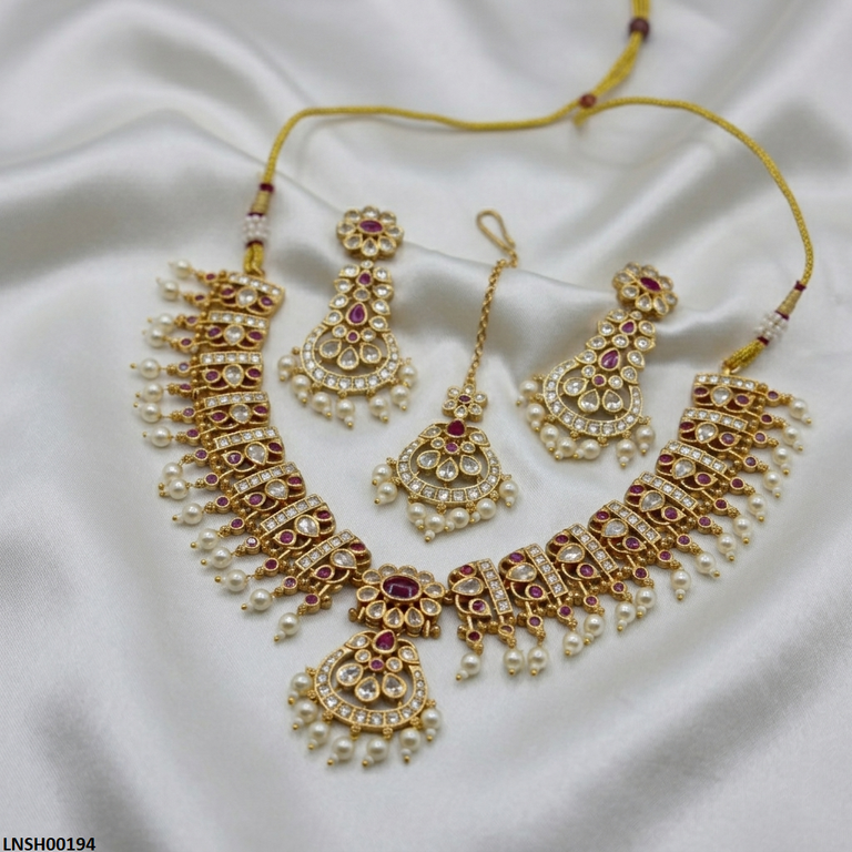 Tear Flower Pearl Drop Necklace Set