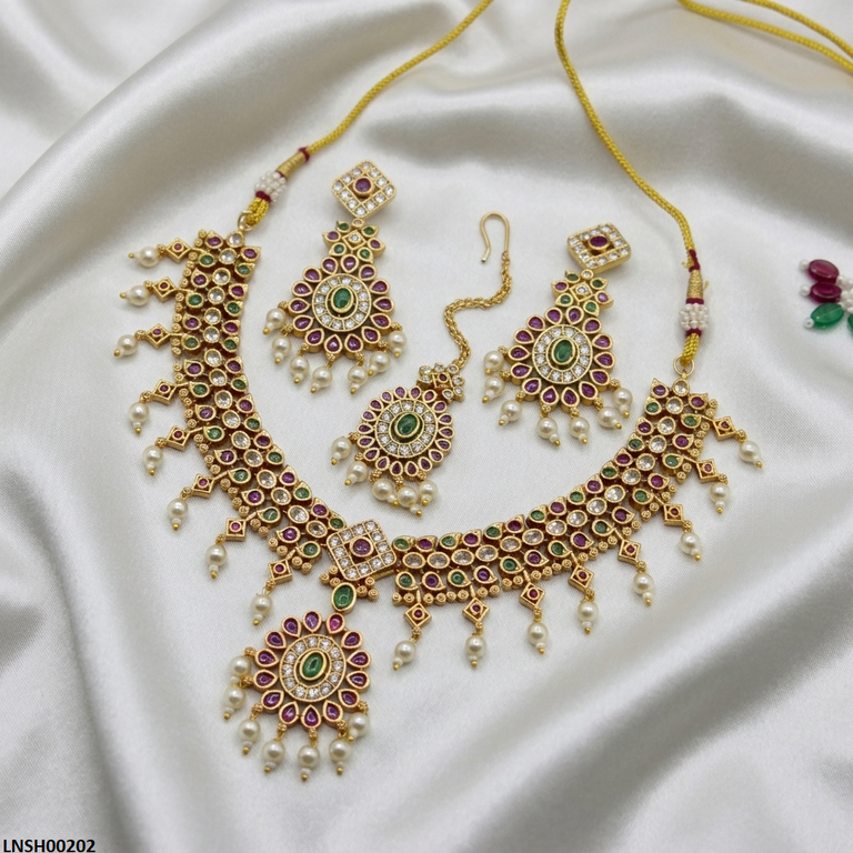 Square Flower Drop Necklace Set