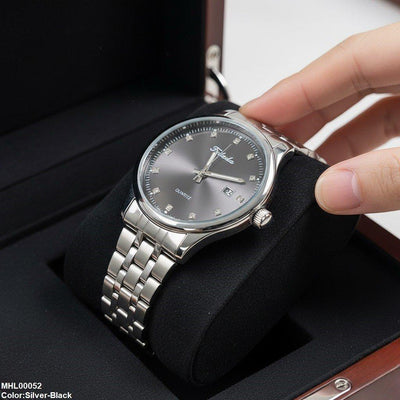 Round Stone Analog Dial Men's Watch