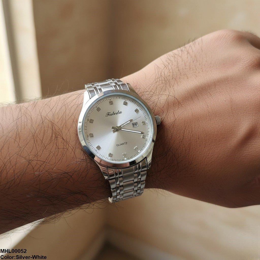 Round Stone Analog Dial Men's Watch