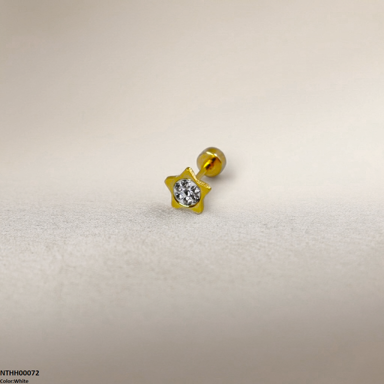 Star Round Stone Stainless Steel Nose Pin