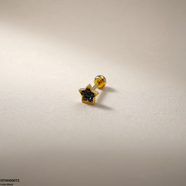 Star Round Stone Stainless Steel Nose Pin
