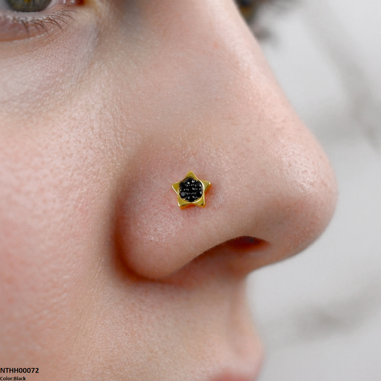 Star Round Stone Stainless Steel Nose Pin