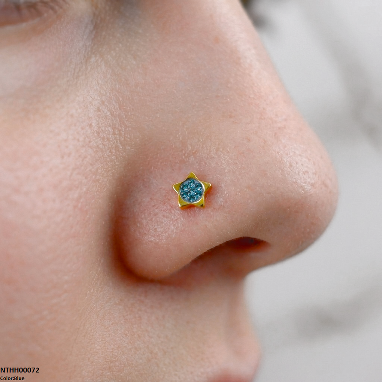 Star Round Stone Stainless Steel Nose Pin
