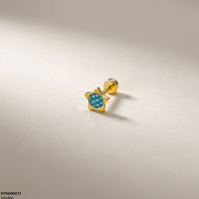 Star Round Stone Stainless Steel Nose Pin