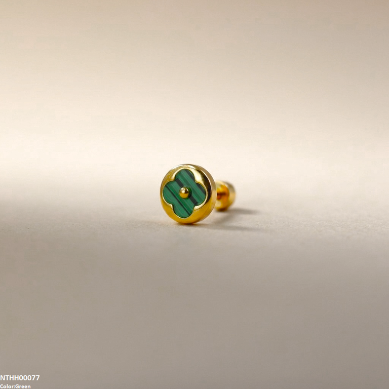 Round Clover Flower Stainless Steel Nose Pin