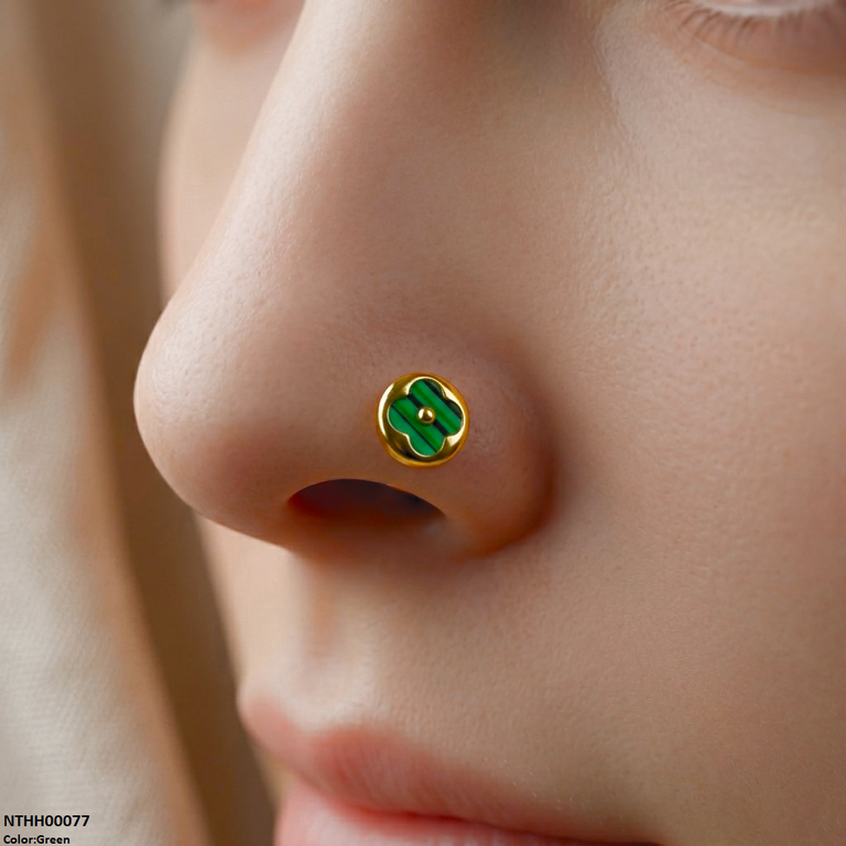 Round Clover Flower Stainless Steel Nose Pin
