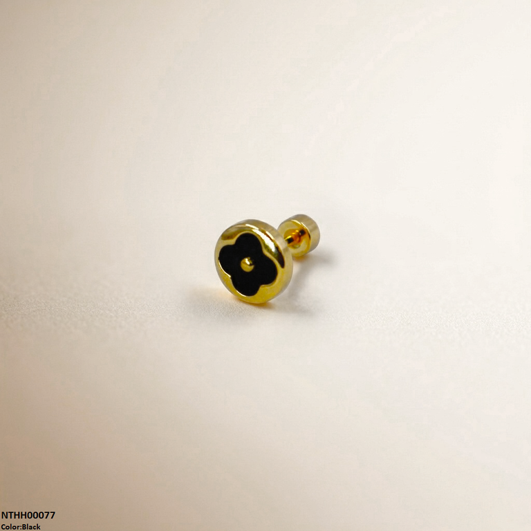Round Clover Flower Stainless Steel Nose Pin