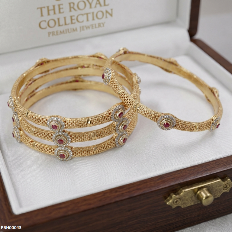 Flower Ruby Stone Bangles