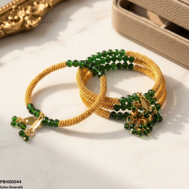 Round Pearl Drop Bangles Set