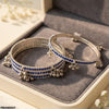 Blue Stone Pearl Drop Kashmiri Bangles Set