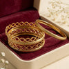 Textured Gold Lattice Bangles Set