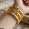 Textured Gold Lattice Bangles Set