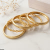Textured Gold Lattice Bangles Set