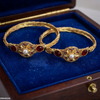 Round Pearl Flower Bangles Set