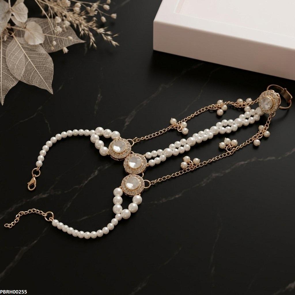 Pearl Round Stone Angla Bracelet Adjustable