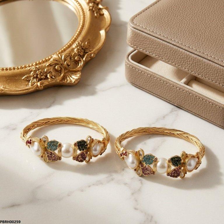 Pearl Leaf Bangles Set