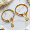 Coin Flower Drop Square Bangles Adjustable