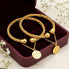 Coin Flower Drop Square Bangles Adjustable