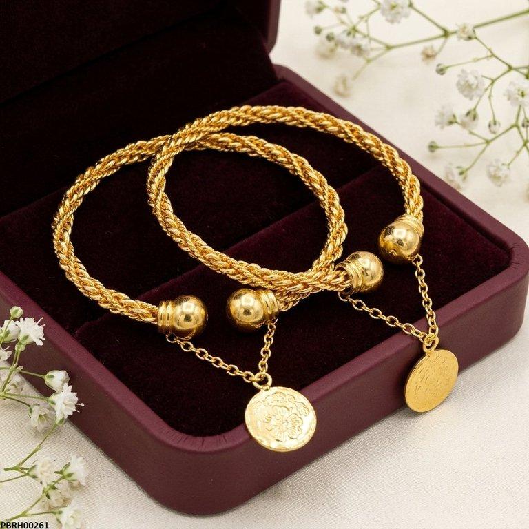 Coin Flower Drop Square Bangles Adjustable