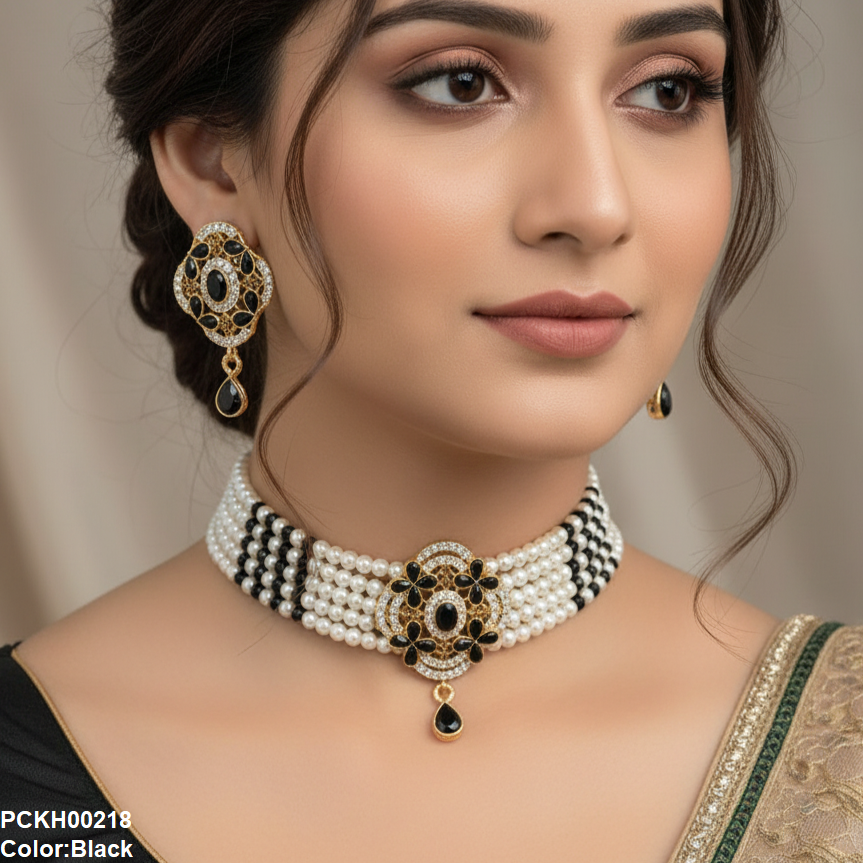 Flower Tear Drop Choker Set