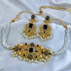 Rectangle Pearl Drop Choker Set