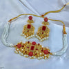 Rectangle Pearl Drop Choker Set