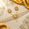 Square Stone Pearl Drop Choker Set