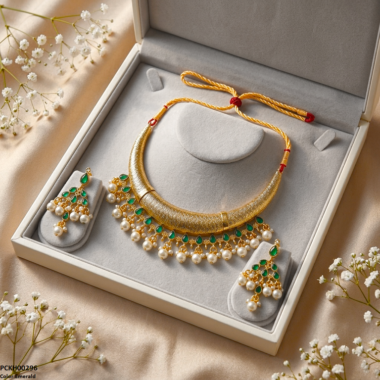 Moon/Tear Pearl Drop Hasli Choker Set