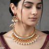 Moon/Tear Pearl Drop Hasli Choker Set