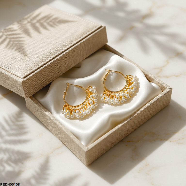 Round Pearl Drops Earrings