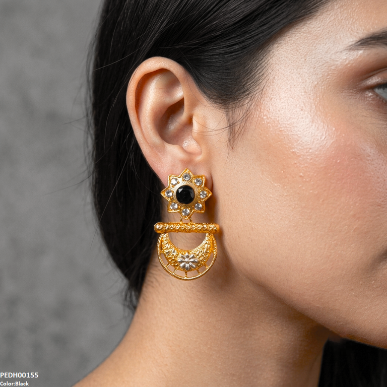 Star Flower Moon Drop Earrings
