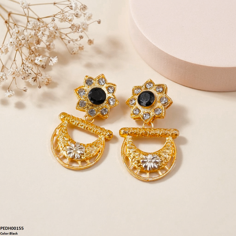 Star Flower Moon Drop Earrings