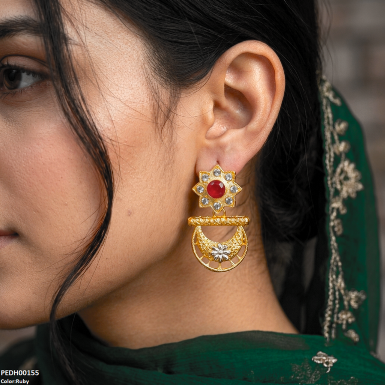 Star Flower Moon Drop Earrings
