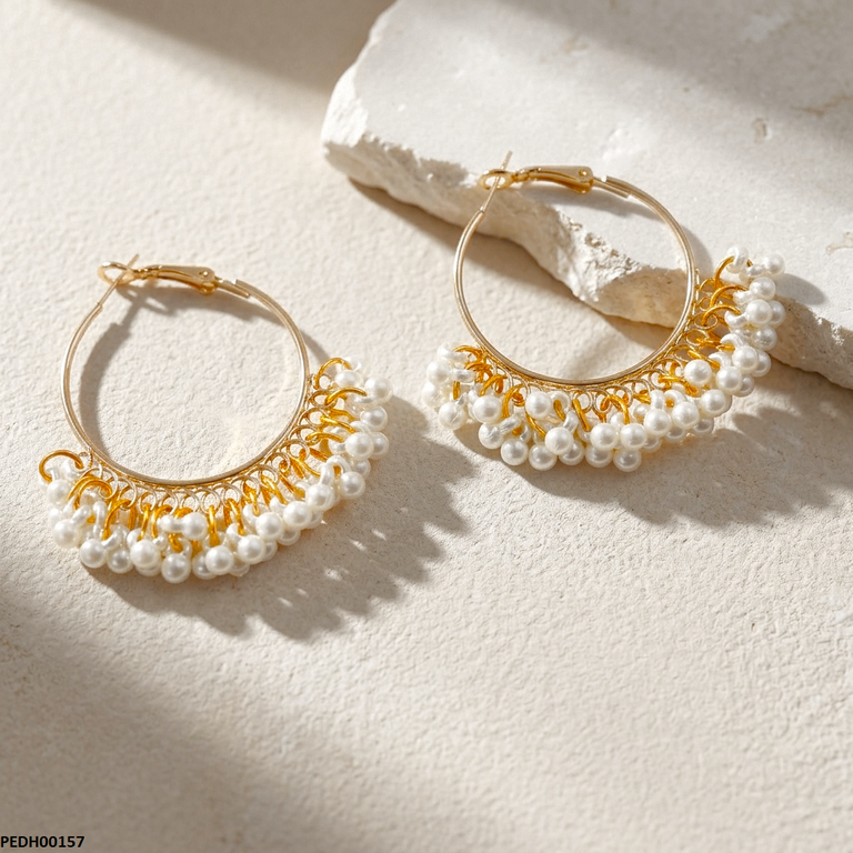Round Pearl Drops Earrings