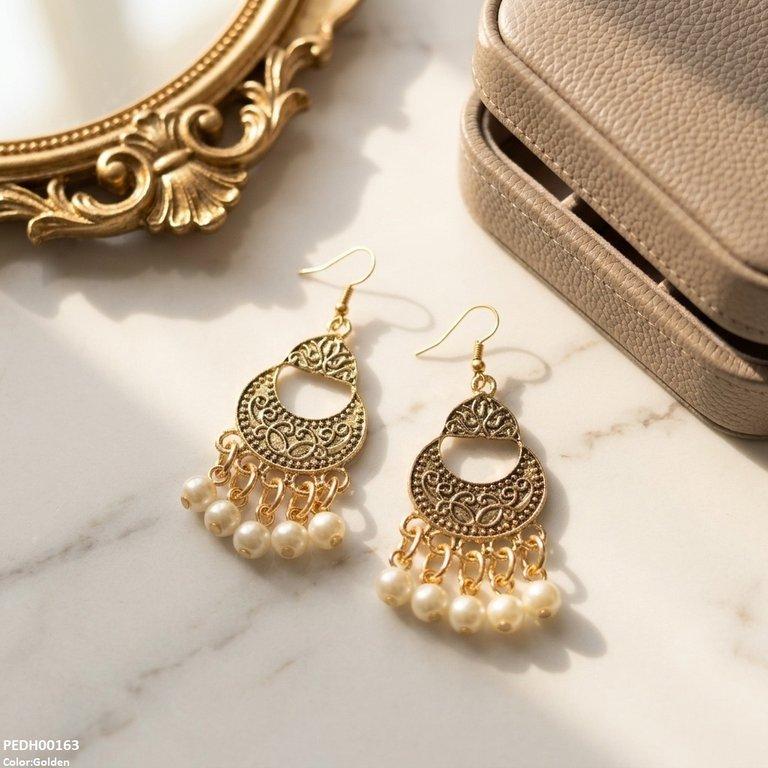Moon Pearl Drop Earrings