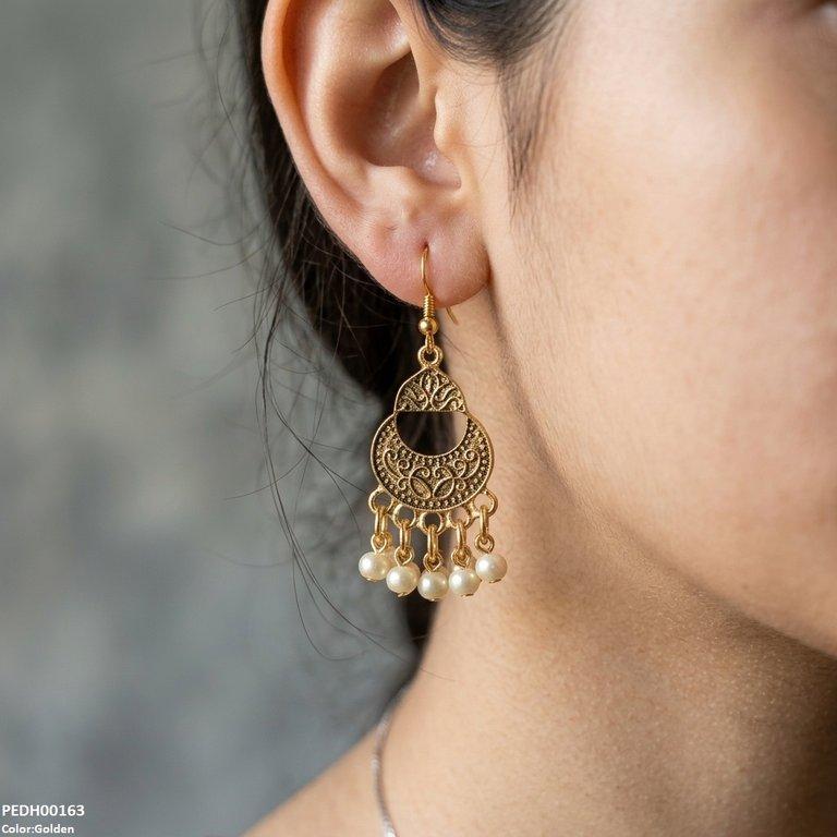 Moon Pearl Drop Earrings