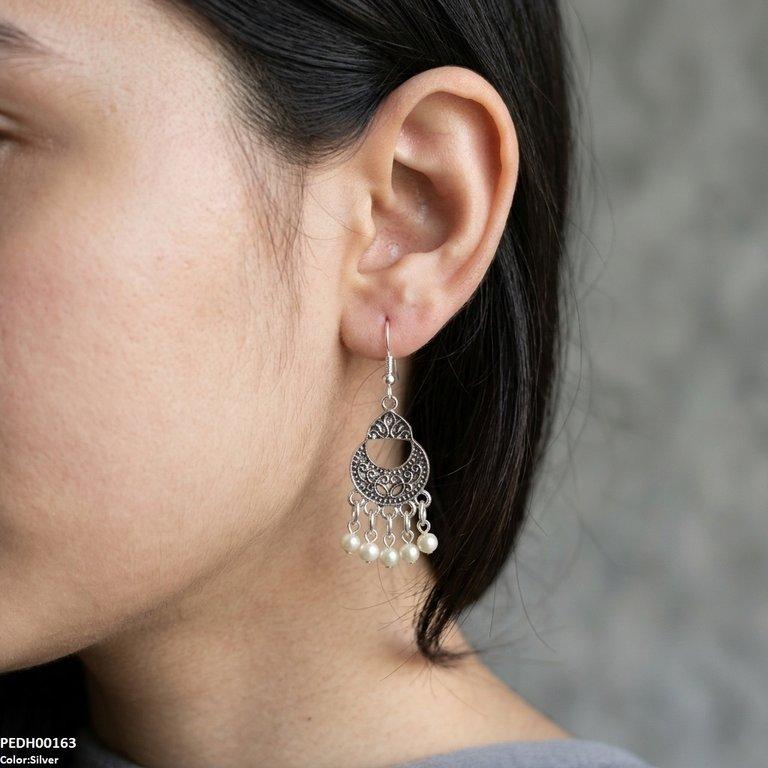 Moon Pearl Drop Earrings