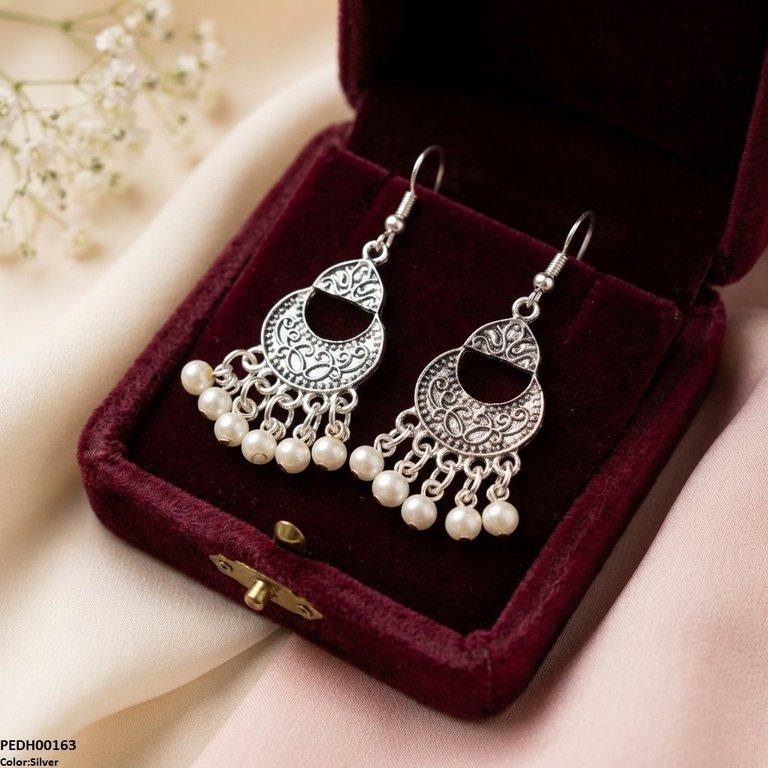 Moon Pearl Drop Earrings