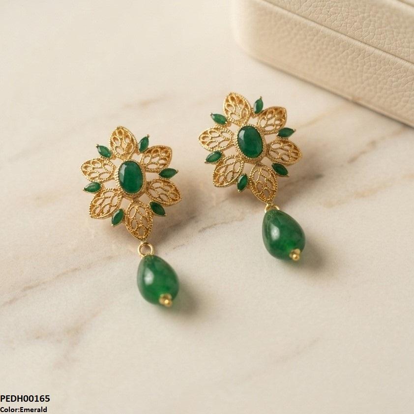 Oval/Leaf Pearl Drop Earrings