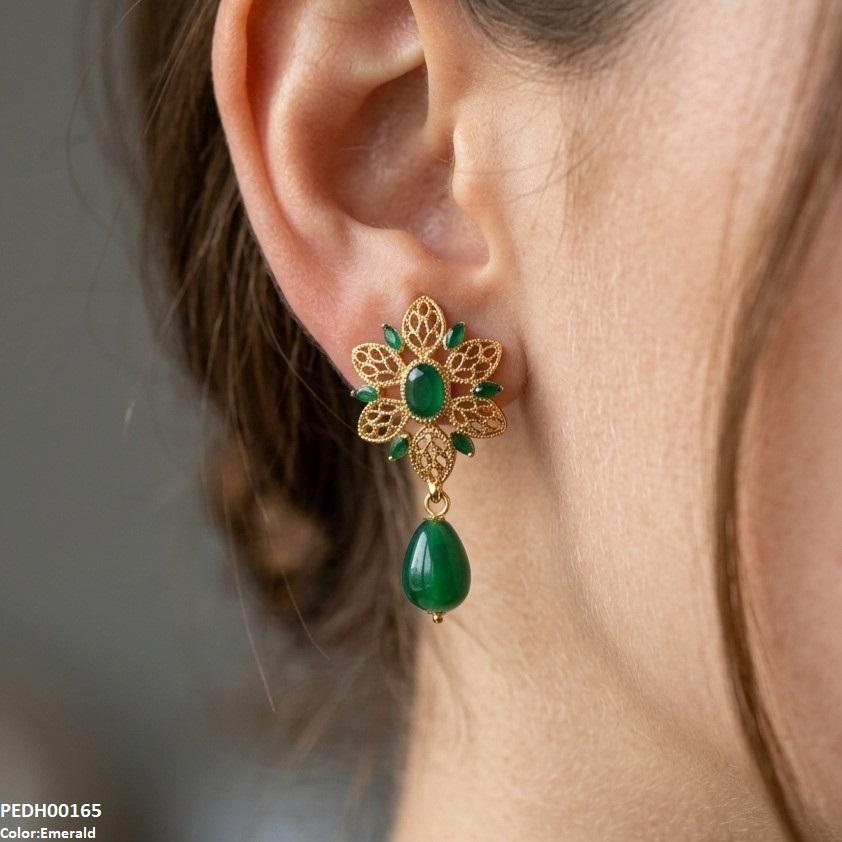 Oval/Leaf Pearl Drop Earrings