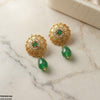 Round Flower Pearl Drop Earrings