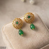 Round Flower Pearl Drop Earrings