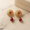 Round Flower Pearl Drop Earrings