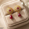 Round Flower Pearl Drop Earrings