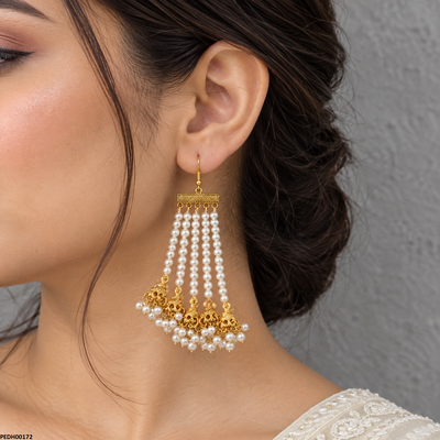 Pearl Layered Jhumki Drop Earrings