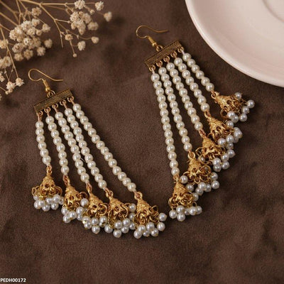 Pearl Layered Jhumki Drop Earrings